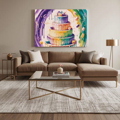Desserts arc-en-ciel, art mural sur toile beige