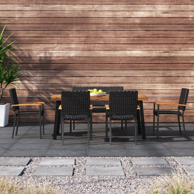 6 - Person Acacia Patio Dining Set with Rectangular Table