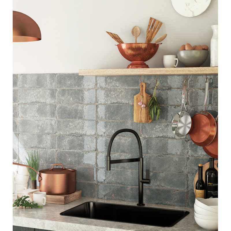 Inhale Gris 4 in. x 12 in. Glossy Porcelain Wall Tile (12.27 sq. ft./Case), Gris