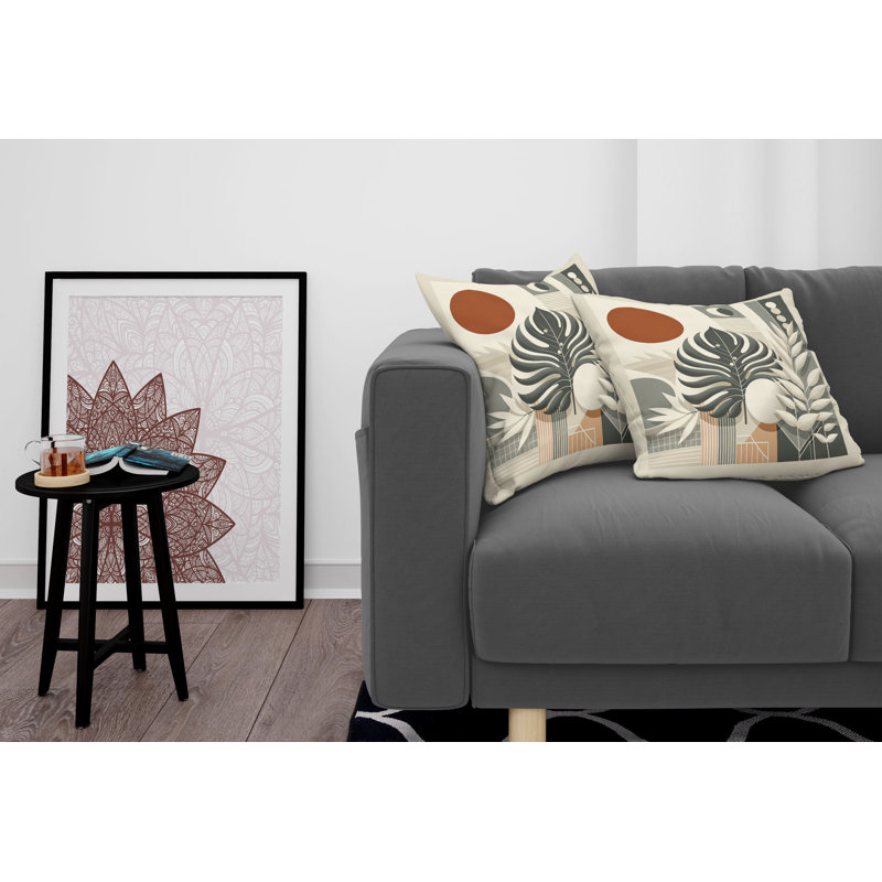 Cinnamon Sage Green Microfiber Reversible Throw Pillow Covers, Set of 2