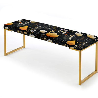 Artistic Essence Floral Pattern - Floral Upholstered Gold Bench