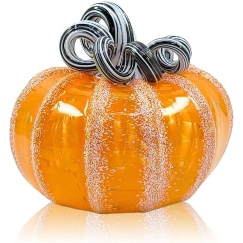 Décoration de table faite à la main avec des citrouilles en verre (Squat, Halloweenie)