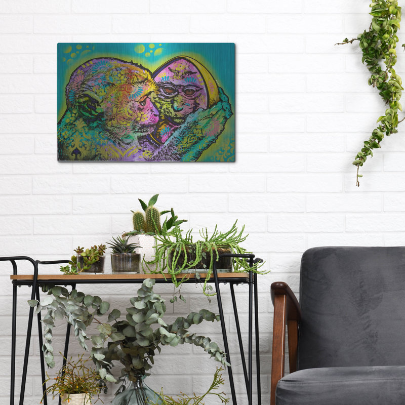 Bungalow Rose «Aminal Bebees - Lil Monkey Reflection» par Dean Russo, art mural en métal, H 12 po x l 16 po