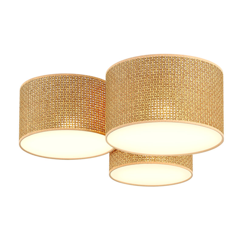 Plafonnier encastré 3 lumières tissé à la main