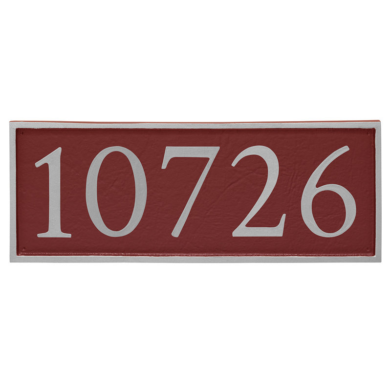 Plaque d'adresse murale 1 ligne Serif, Argent, Rouge