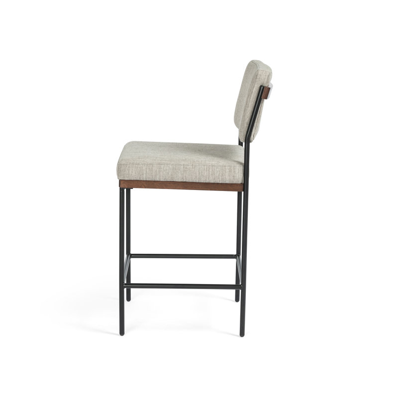 Benton Upholstered Stool with Metal Frame, Counter Stool (26.42" Seat Height), Savile Flannel/Polyester Blend