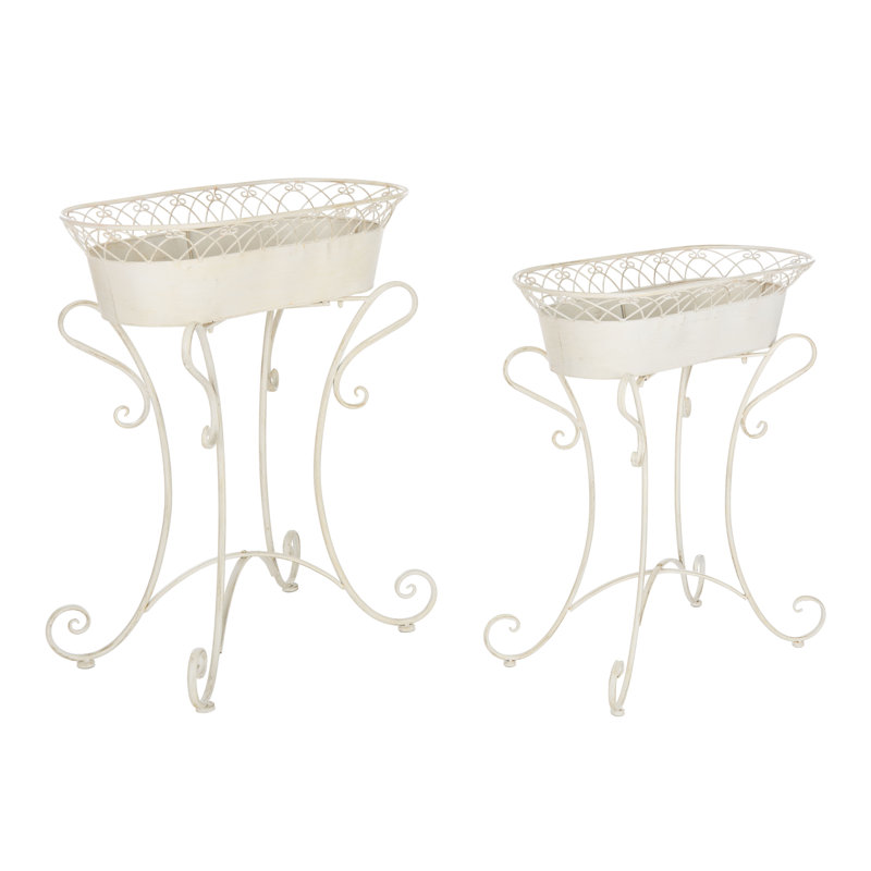 Elmo Metal Pot Planter, Pearl White