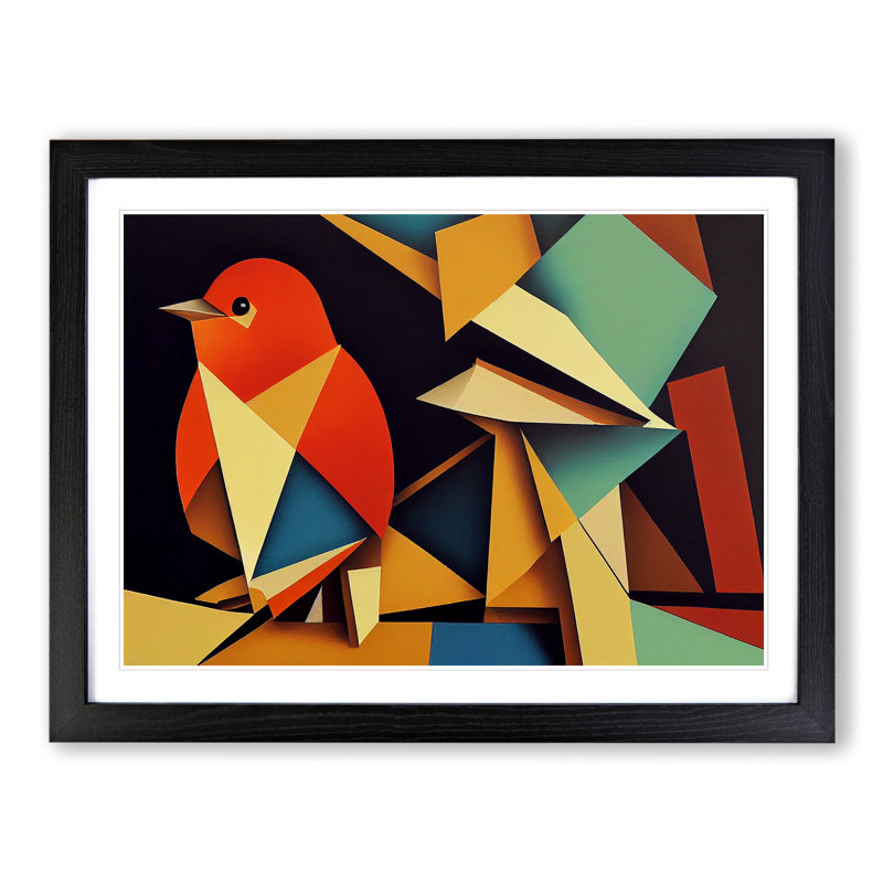 Abstract Robin Bird Vol.1 - Framed Print, Black, 46cm H x 64cm W x 2cm D
