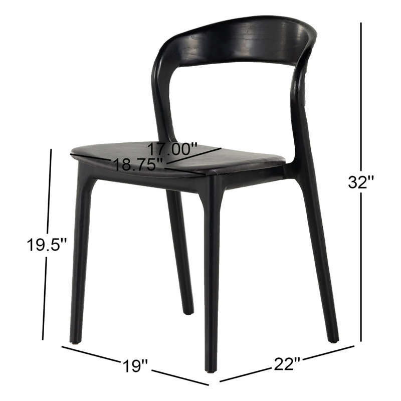 Kayla Leather Dining Chair, Sonoma Black Top Grain Leather, Black
