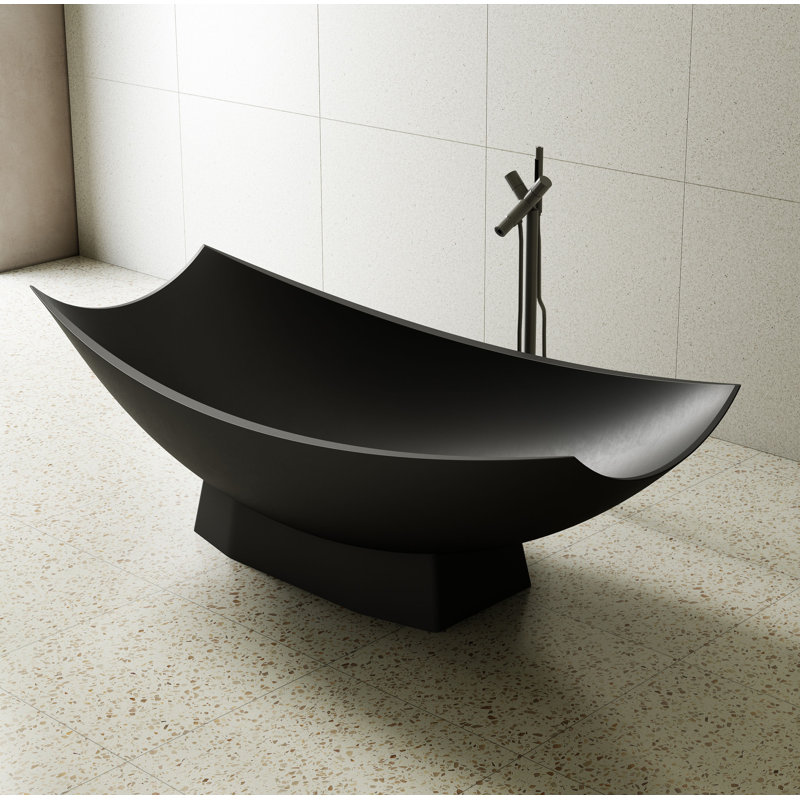 70.75'' x 33.5'' Soaking Resin Bathtub, Black