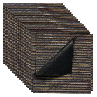 24-Pack Modular Carpet Tiles 24x24 - Reusable Grey Brown Area Rug Set with Anti-Slip PVC Backing for Office & Home
