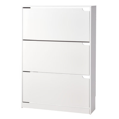Armoire à chaussures avec 3 tiroirs rabattables, armoire de rangement pour chaussures moderne avec dispositif anti-basculement, range-chaussures autoportant, idéal pour le vestibule, le couloir, la chambre à coucher, le salon, le placard, blanc