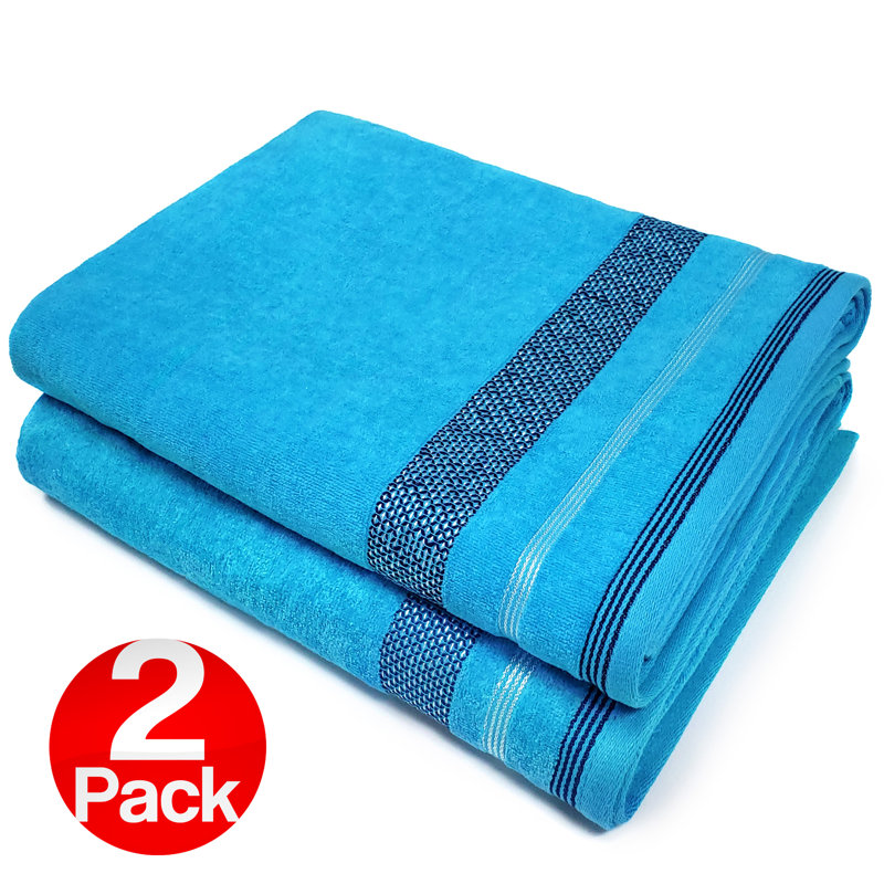 Beach 2 Piece 100% Cotton Towel Set, Light Blue