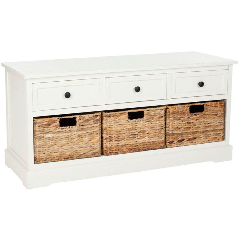 Banc de rangement 3 tiroirs Aneiyah Hern, Crème vieilli
