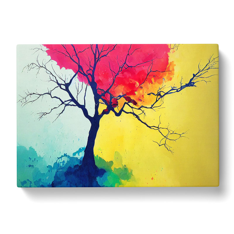 Bright Colourful Tree Abstract - Wrapped Canvas, 40cm H x 60cm W x 3cm D