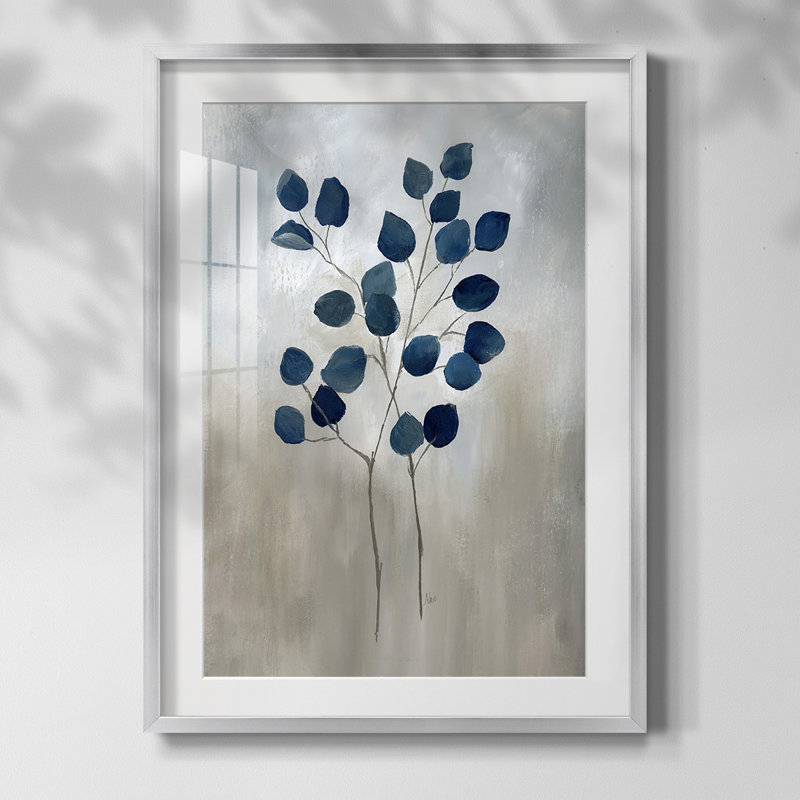 Green Shadows I, reproduction encadrée, Papier avec cadre argenté, Blanc