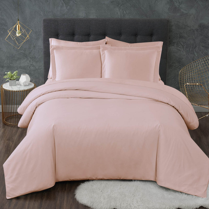 Polyester Duvet Cover, Full / Queen Duvet Cover + 2 Shams, Blush