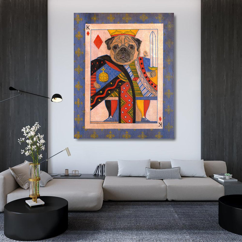 Pug King of Diamonds, 45" H x 36" W