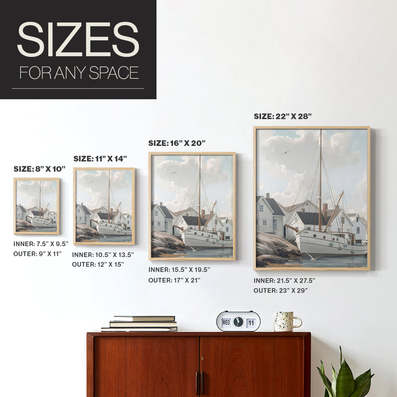 Fisherman's Way III Framed Print - Solid Wood, 11" H x 9" W, Natural