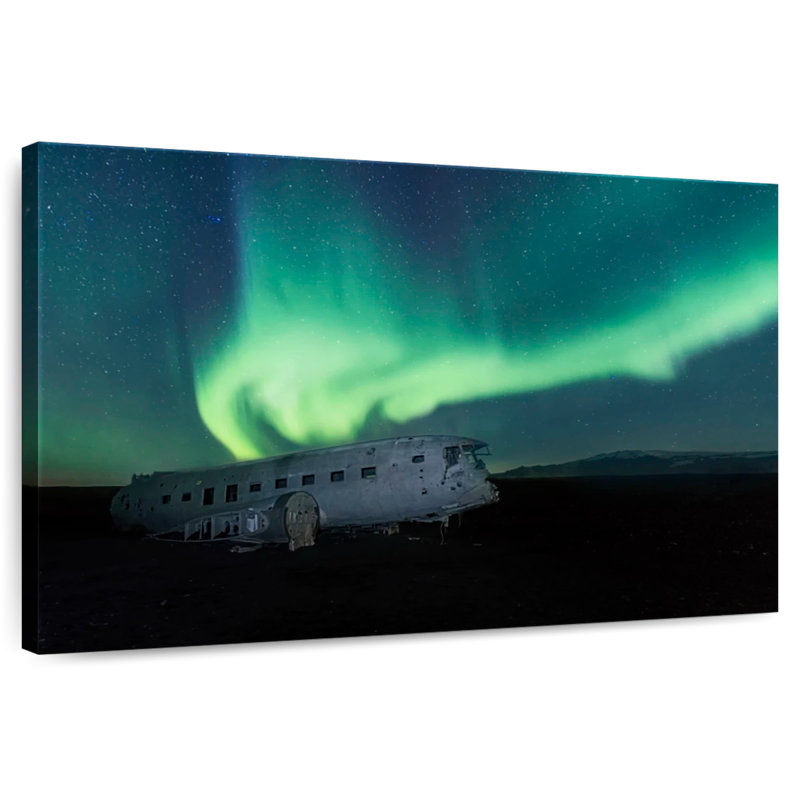 Alvord Aurora au-dessus d'un avion, H 8 po x l 12 po