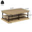 Table basse Bard, placage brun de 55 po, tablettes à 2 niveaux, pieds en métal noir-122594736