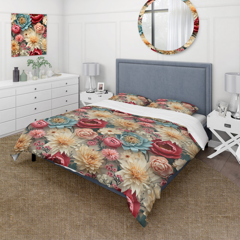 Ensemble de housse de couette Mulitcolor, Housse de couette simple + 1 taie décorative stan