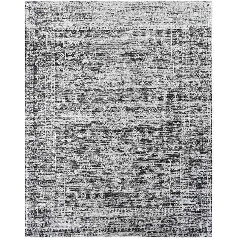 Shirl Abstract Handmade Flatweave Cotton Charcoal Area Rug, Rectangle 2' x 3'
