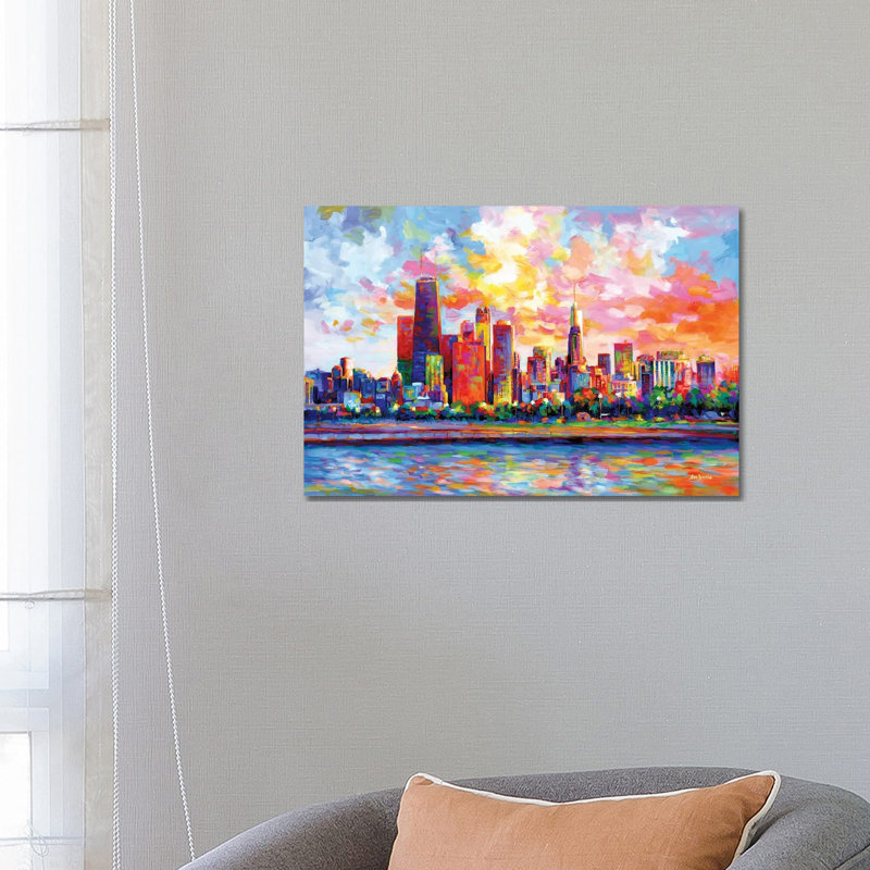Horizon deChicago, H 18 po x l 26 po x P 1,5 po, Toile tendue