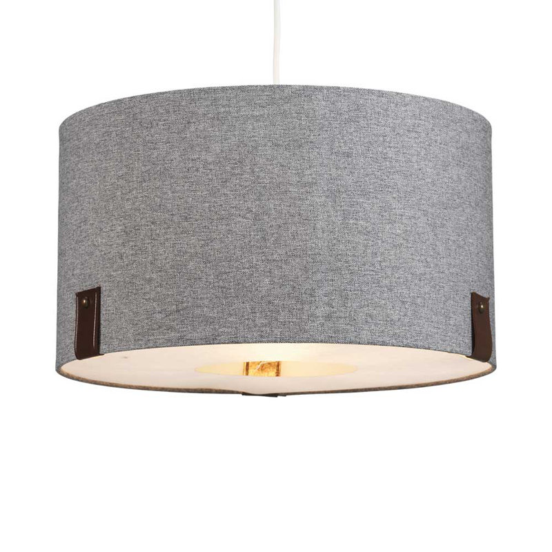 Logan 22cm H Linen Drum Pendant Shade ( Uno ), Soft Grey