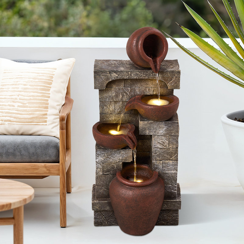 Outdoor Fountain with Lights