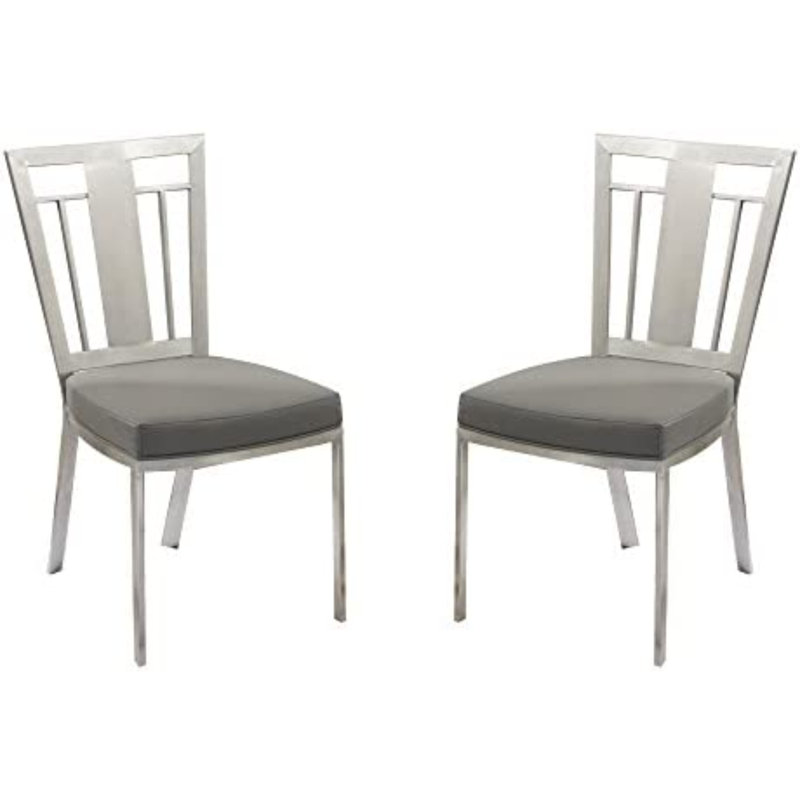 Abdulrazaq 18'' H Faux Leather Upholstered Side Chair, Gray