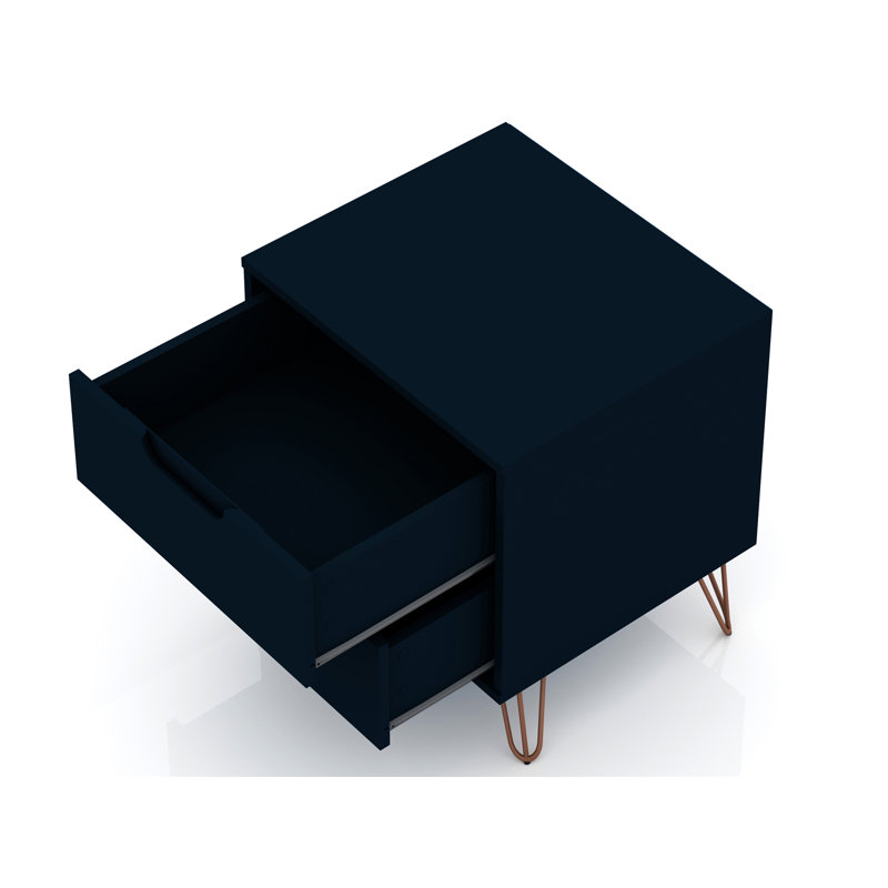 Rockefeller 20" Nightstand In Midnight Blue  (Only Nightstand), Dark Blue/Gold 