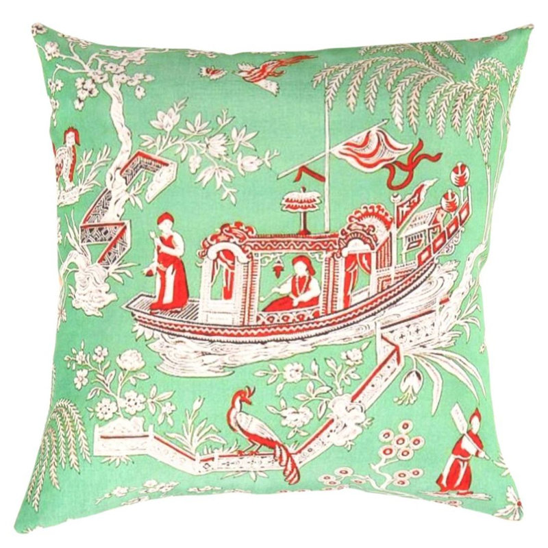 Coussin Turkish, H 20 po x l 20 po, Olive/White/Red