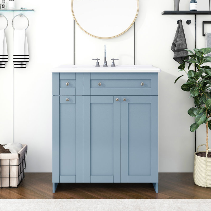 Meuble-lavabo élégant avec rangement spacieux et fabrication durable, Bleu