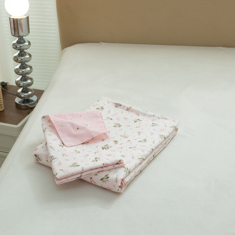  Ensemble de housse de couette en coton floral, Housse de couette pour grand lit et 2 taies décor, Motif floral rose