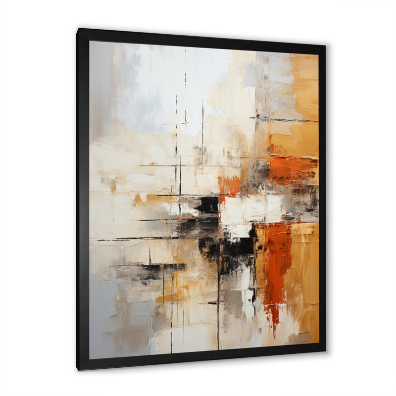 Impressions fractales abstraites orange noir - art mural de grandes fractales, H 40 po x l 30 po, Impression encadrée, Noir