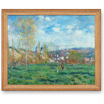 «Spring in Vétheuil» par Claude Monet, Reproduction classique du monde de l'image pour HomeDecor, cadre doré à motif rétro