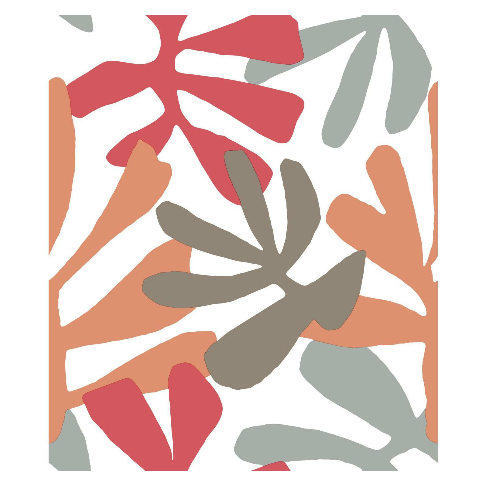 Peel & Stick Floral Wallpaper, Coral/Beige
