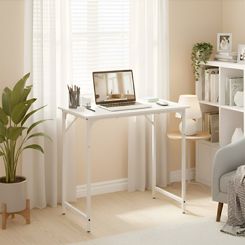 Computer Desk 32 Inch Adjustable Screw Feet Writing Table Wooden Modern Office Desk Simple Study Table with Robust Metal Frame for Office Home Study Writing