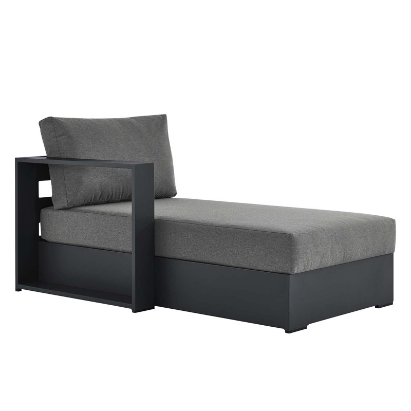 Gray Charcoal Aluminum Outdoor Chaise Lounge with Cushions