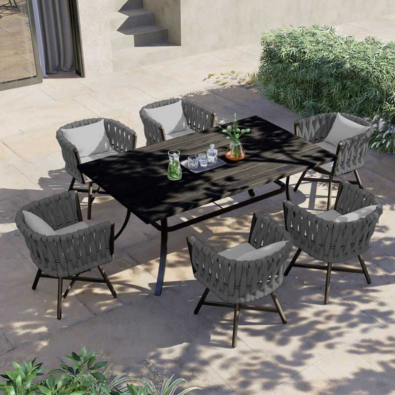 Mendee 6-Person 7-Piece Steel Swivel Patio Dining Set, null