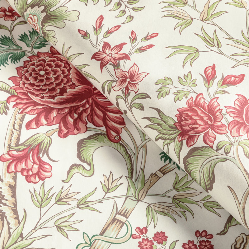 Manoir Luberon Print 100% Cotton Fabric, Berry/Leaf