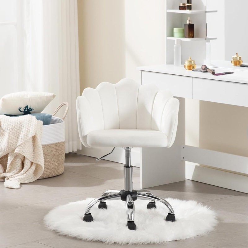 Heathfield Velvet Office Chair, White