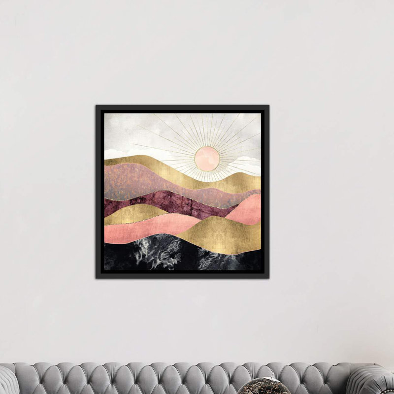 « rosé sun » par spacefrog designs-print, H 26 po x l 26 po x P 1,5 po, Toile avec cadre noir