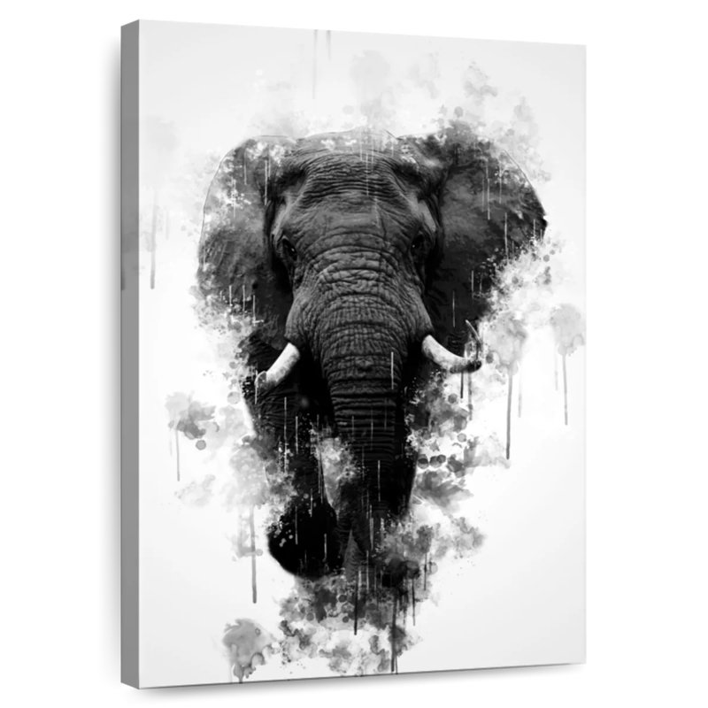 Brampt Mighty Elephant noir et blanc, H 48 po x l 32 po