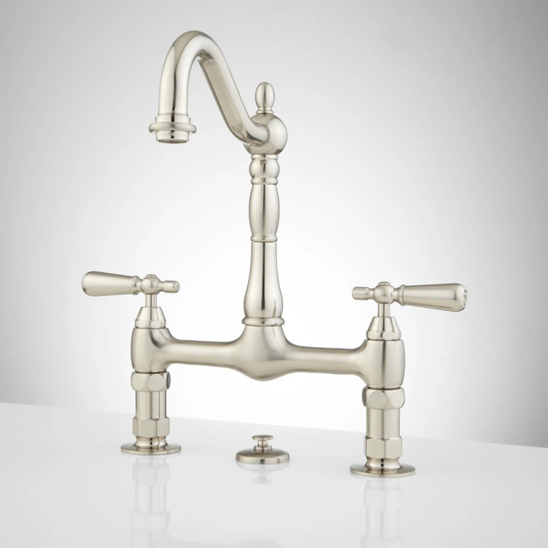 Robinet de salle de bain Bridge avec poignées levier, Nickel brossé