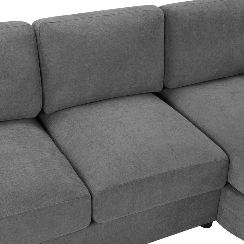 Four-Seater Modular Sectional Couch,Premium Chenille Fabric,With 2 Throw Pillows,Tufted Cushion Backrest Design,High-Density Foam Easy Install,Fits Bedrooms, Living Rooms, Reading Nooks,Beige
