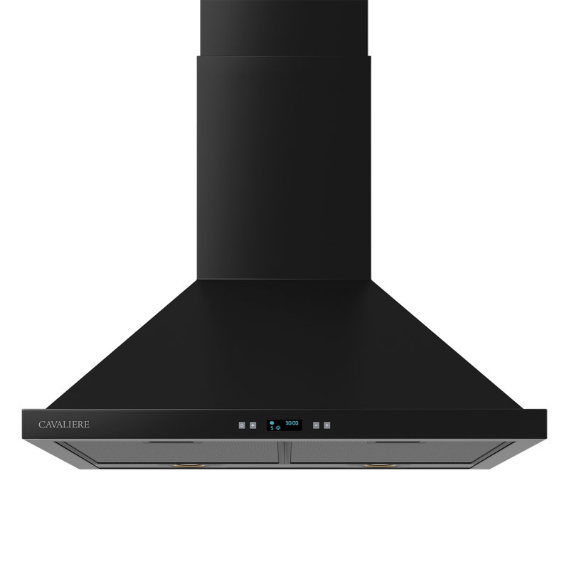 CAVALIERE 30" inch 462 CFM Convertible Digital Wall Mount Range Hood Included Charcoal Filter in Powder Coated Matte Black