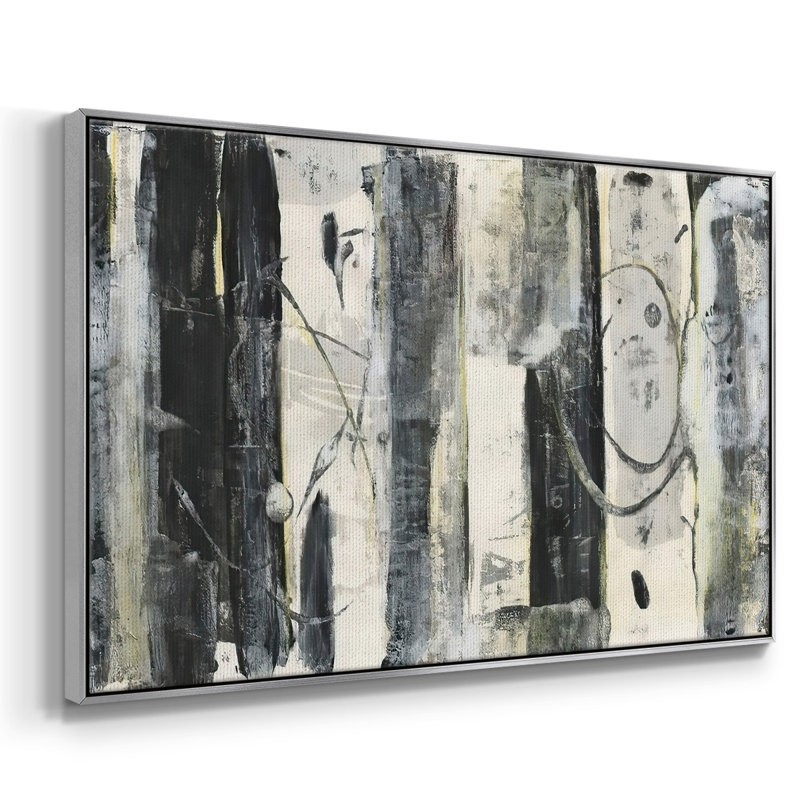 Debout debout II, Pas de tapis, H 17 po x l 25 po x P 2 po, Toile argentée avec cadre flottant