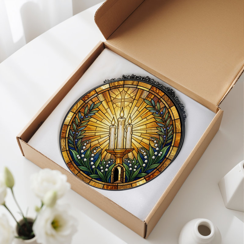 Panneau de vitrail en verre coloré, 7,8 heures, H 7,8 po